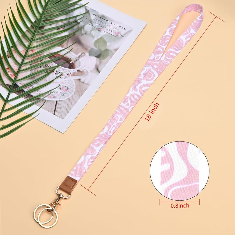 Knagsfa Lanyards for Keys, Neck Lanyards for ID Badges with Metal Hook, Cute Keychain Lanyard for Women, Pink Smile - Image 2